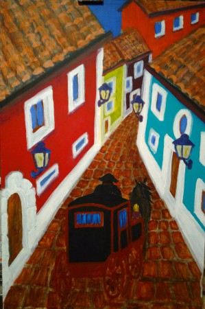 Carrozza con cavallo in corsa nella notte - Work in progress