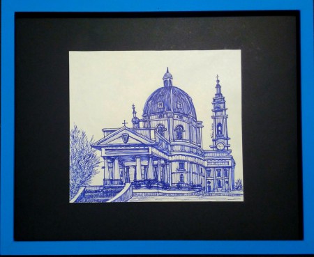 Basilica di Superga - Penna a sfera blu su carta comune - collezione privata