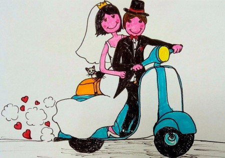 Oggi sposi - pennarelli su carta comune - collezione privata