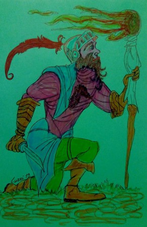 Guerriero che scruta i nemici - Pennarelli su carta comune - disponibile